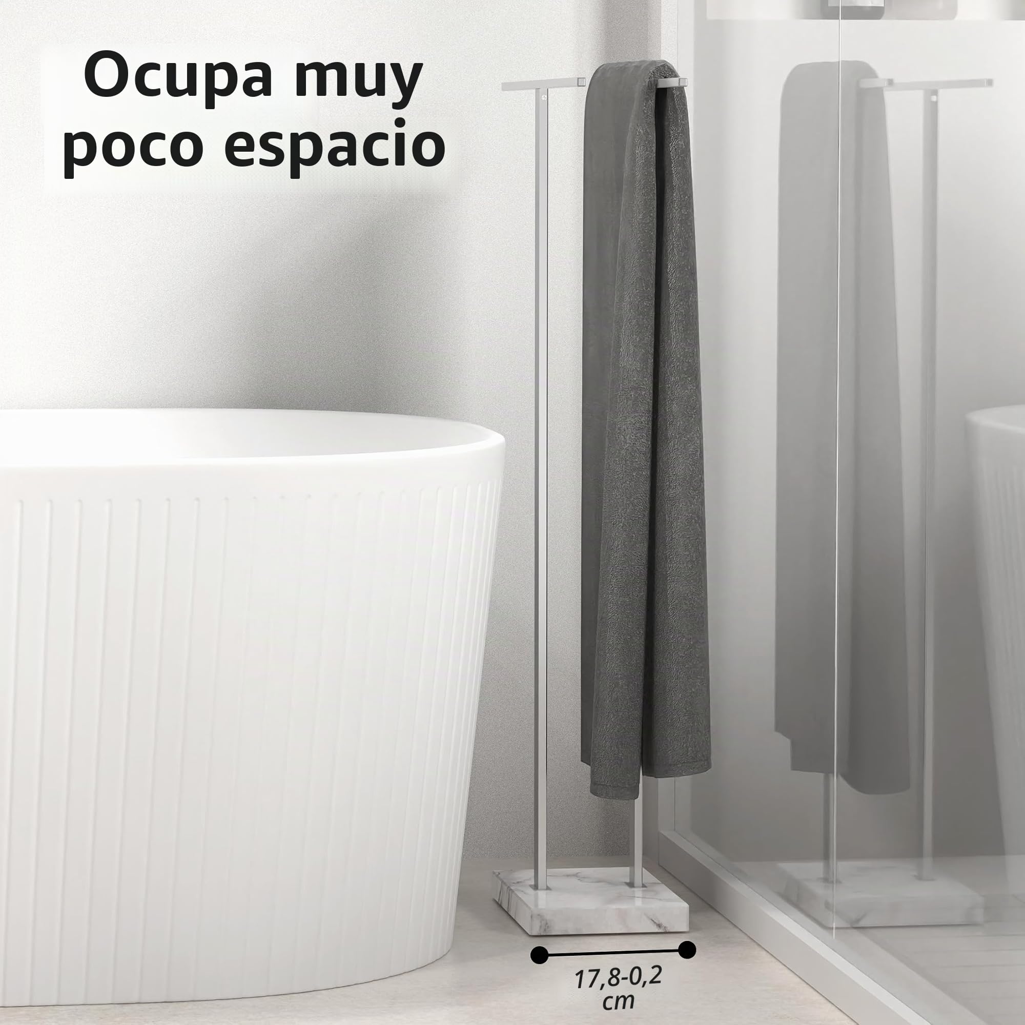 KES Toallero de Baño de Pie Barra Toallas Baño 2 Narras Acero Inoxidable Toallero de Barra con Base de Mármol Cepillado, BTH229-2