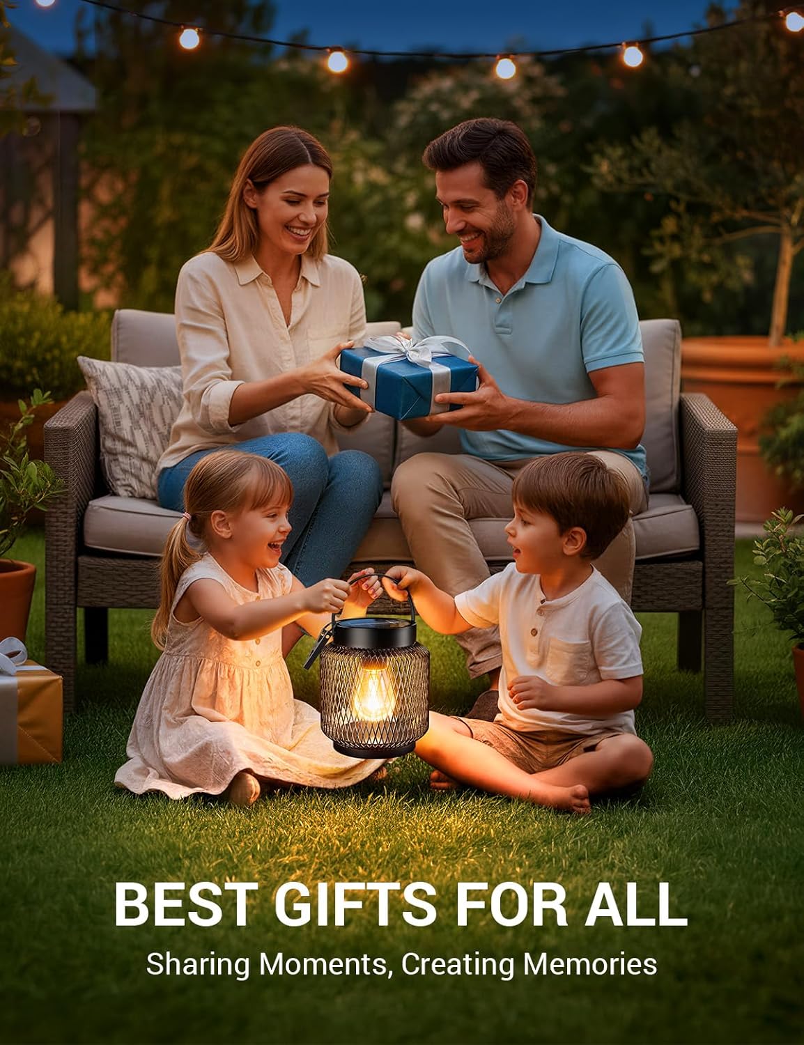KOOPER Metal Solar Lanterns Outdoor Waterproof, 4 Pack Brighter Hanging Solar Lights for Outside, Up to 15 Hours Modern Hanging Solar Powered Lanterns Lights for Yard Patio Porch Garden Decorative