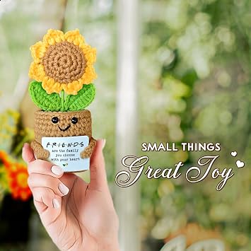 Mini Sunflower Crochet Gift with Card for Women