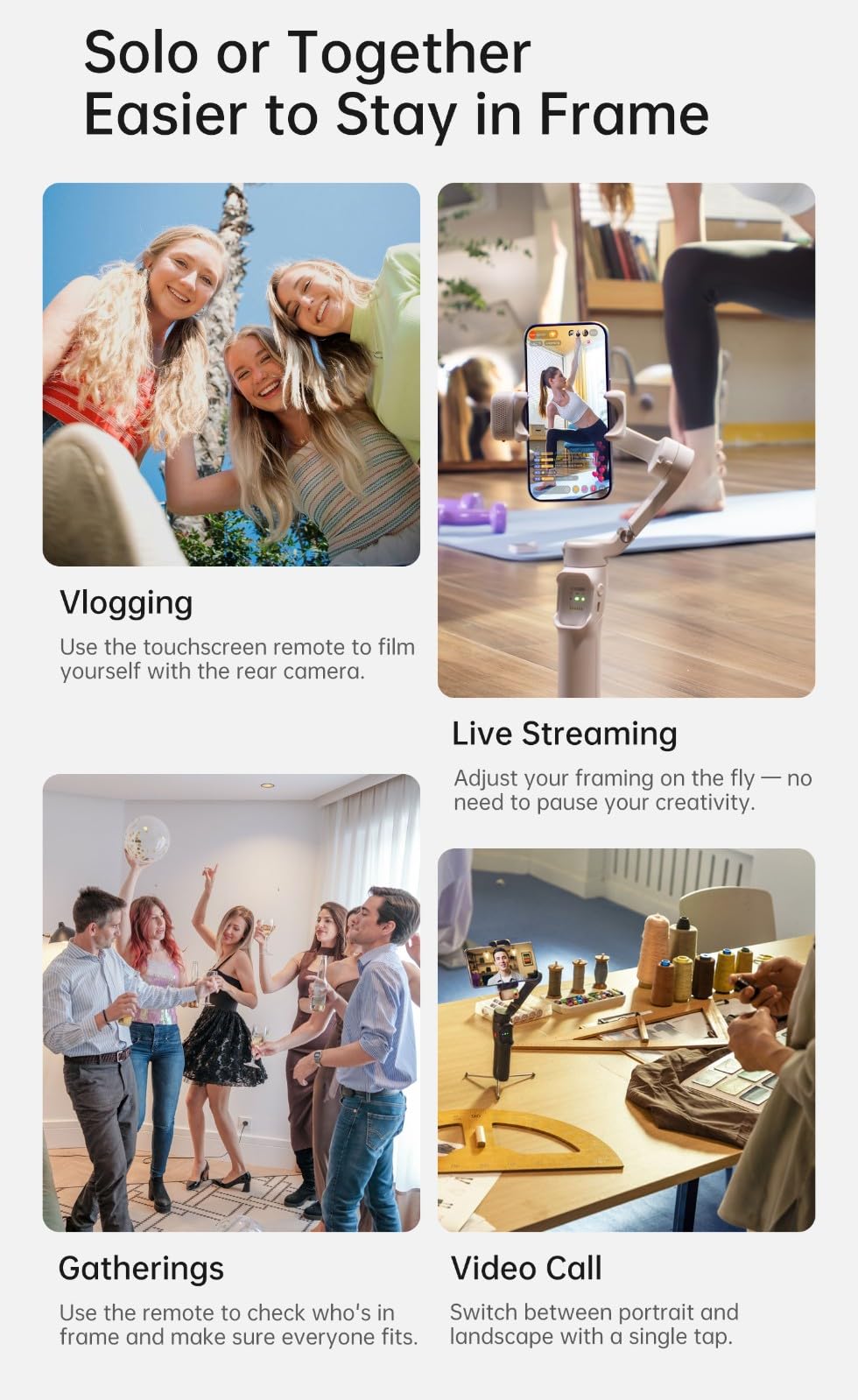 Hohem iSteady V3 Ultra Stabilizzatore per Smartphone, Follow AI a 360°, Controllo a Gesture, Telecomando Rimovibile con Schermo Touch da 1,22'', Asta di Estensione e Treppiede Gimbal per Vlog e TikTok