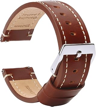 BRISMASSI ESETTI Correas de Reloj de Cuero Correa de Reloj de Liberación Rápida Plano - Pulsera de Reloj de Cuero Genuino Liso - 20mm 22mm 24mm para ...