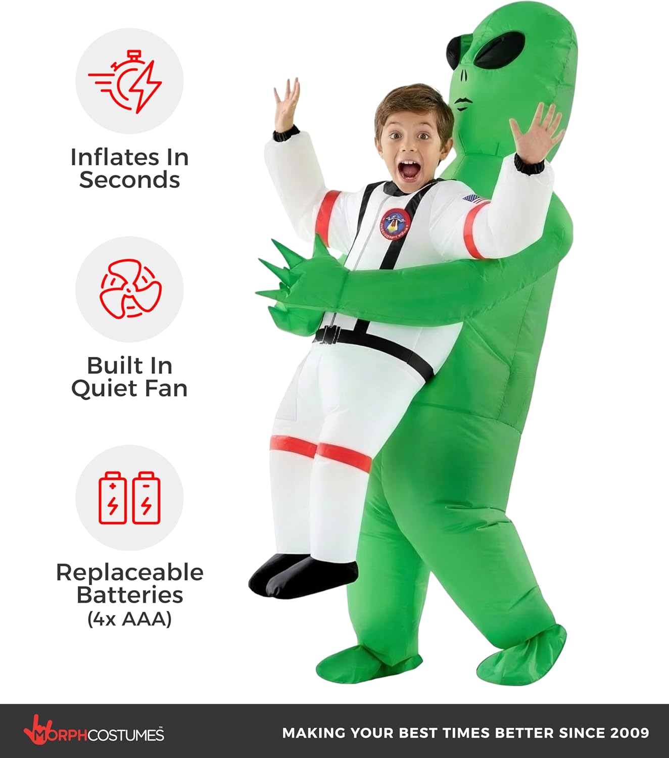 Morph Kids Astronaut Inflatable Alien Costume, Blow Up Alien Outfit, Aliens Blow Up Costume Kids, Inflatable Costumes - Image 6