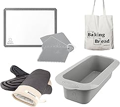Backefix Kastenform Set : die perfekte Grundausstattung zum Kuchen oder Brot backen - Geschenk Set (Silikon Brotbackform, Ofenhandschuhe, 3x Teigkarte, Backmatte, Baumwolltasche)