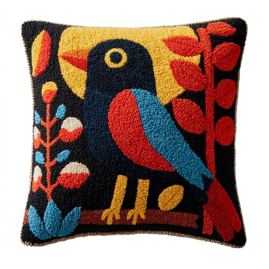 AxiangziK Pre-Printed Latch Hook Pillow Kit,Animals Crow