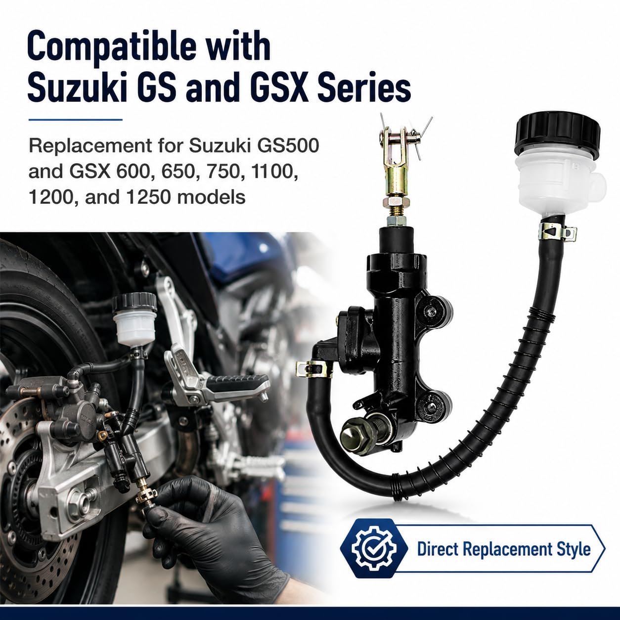 QKPARTS - Pompe maître-Cylindre de Frein arrière pour Suzuki GSXR 600 750 1000 1100 GSX1300R Hayabusa