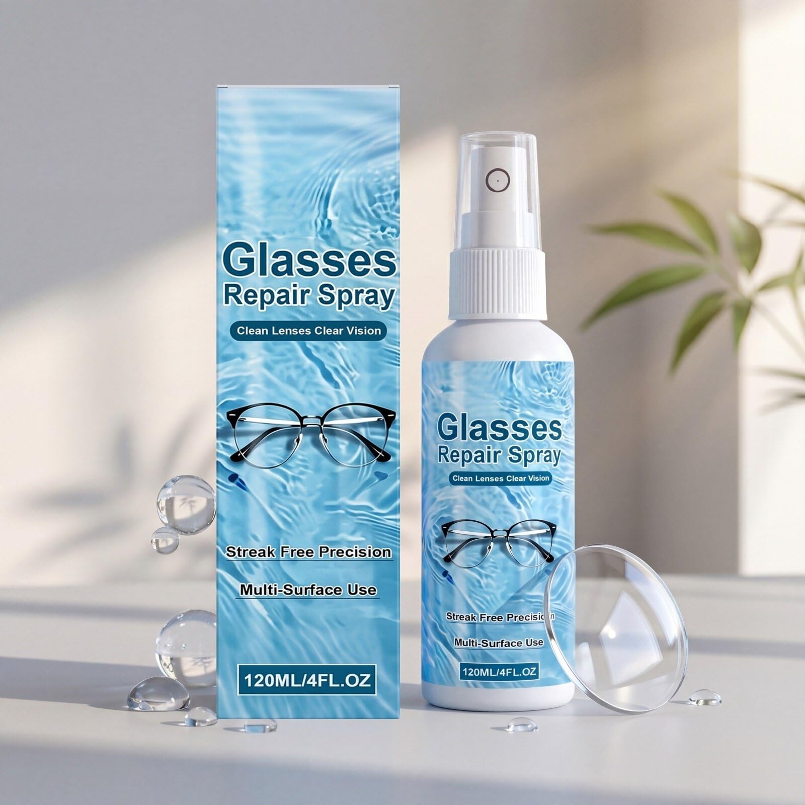 120ml Brillenkratzer-Entferner-Spray & Linsenreiniger - Reduzierung optischer Linsenoberflächenmarkierungen für Brillen, Sonnenbrillen, Kameralinsen & Telefonbildschirme, entfernt (5pcs)