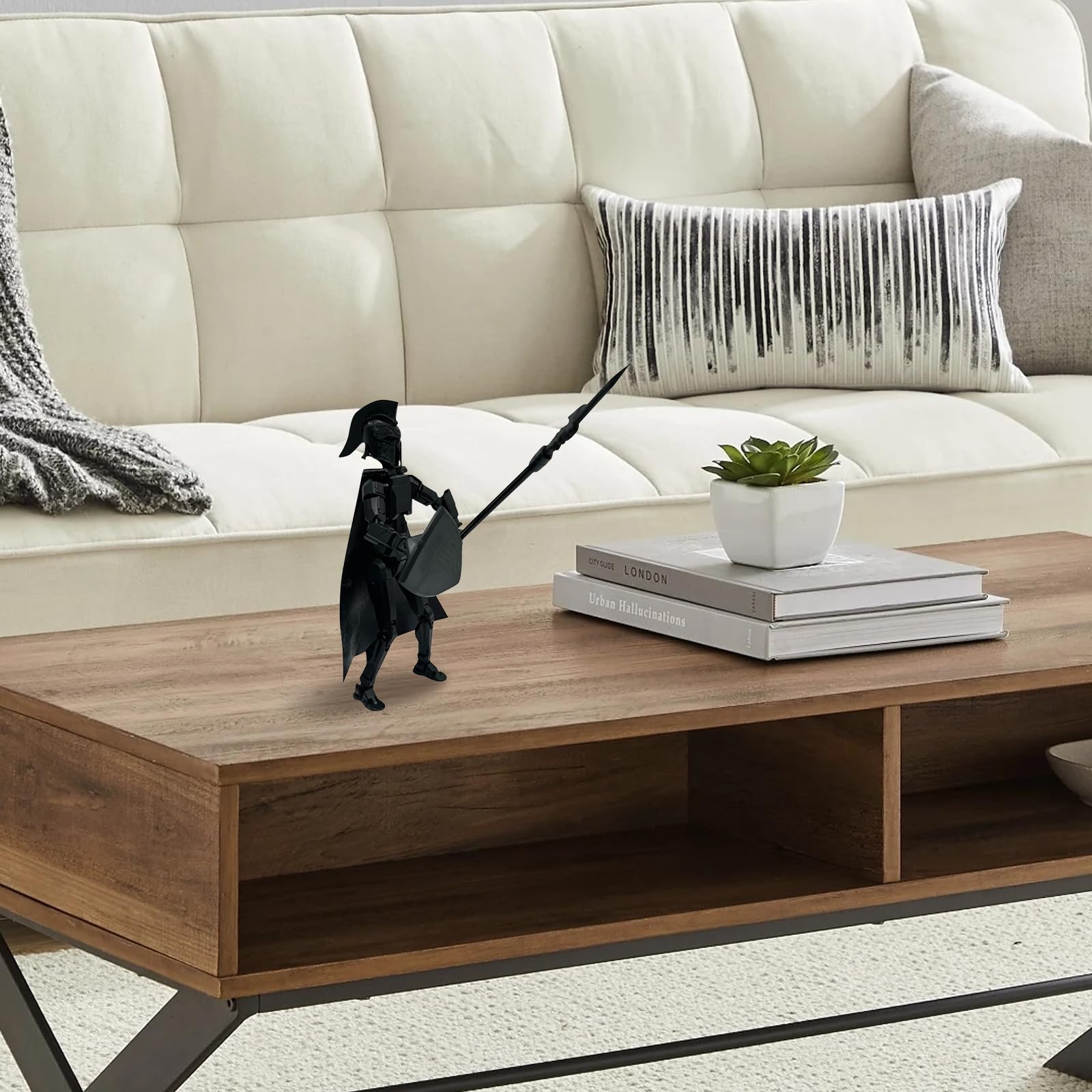 Black Multi Joint Action Figure, Knight Wanderer Toys, Spartan Warrior Styles Toys, Plastic Collectible Toys For Toy Room Displays Shelf Decorations Fantasy Role Playing (Sparta)