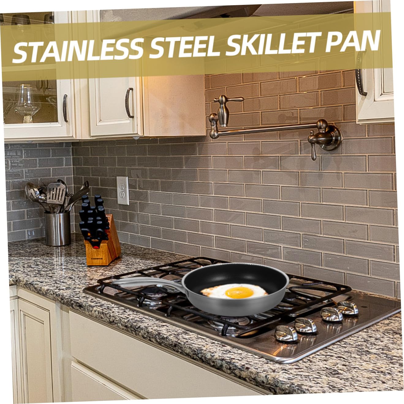 Padella Antiaderente in Acciaio Inox 30 Cm Per Uova e Bistecche, Fondo Piatto Per Distribuzione Uniforme Del Calore, Manico Antiscivolo Per Cucina Domestica Su Fornelli a Induzione