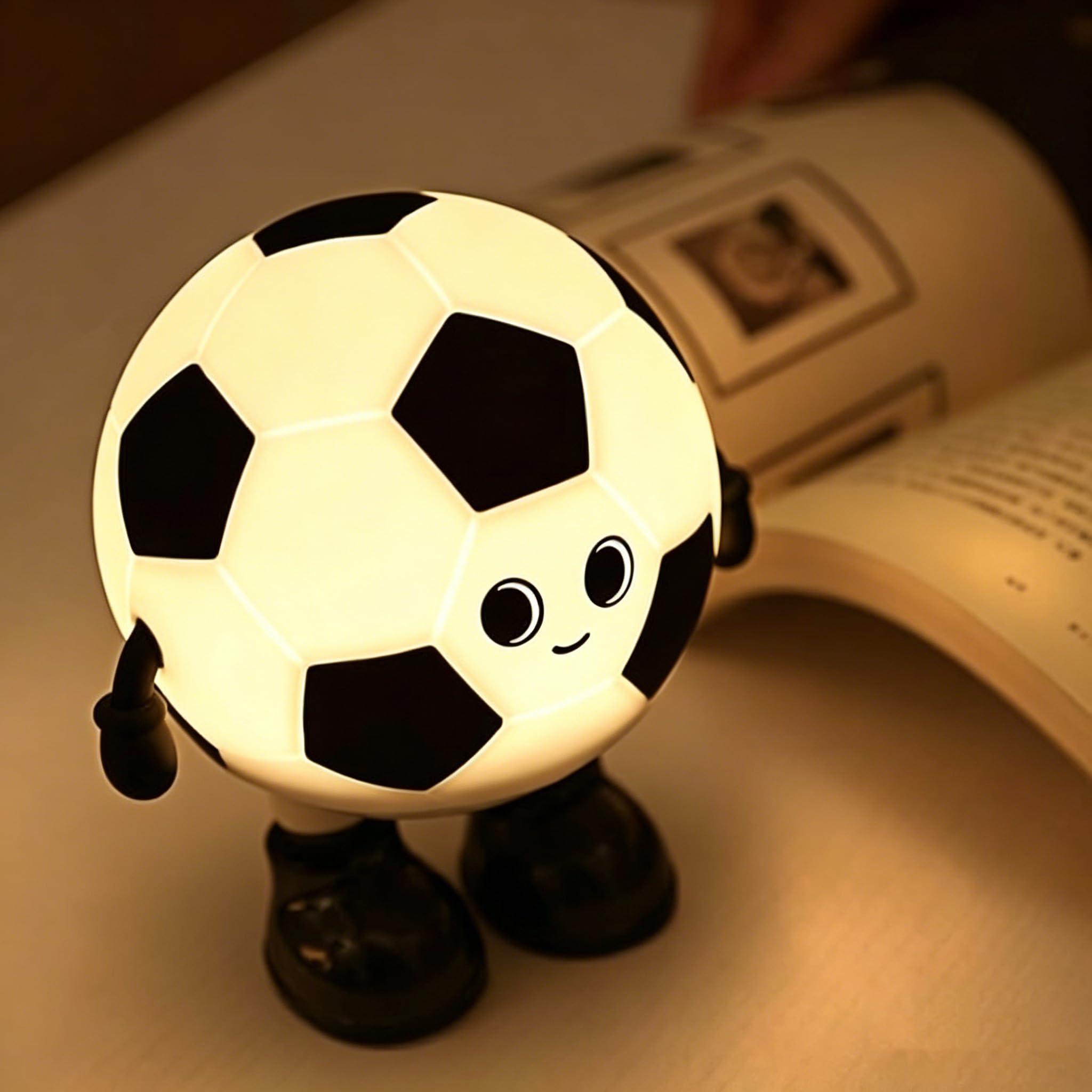 Touch Control Cute Soccer Night Light 7 Colors Dimmable Bedside Lamp — image 1