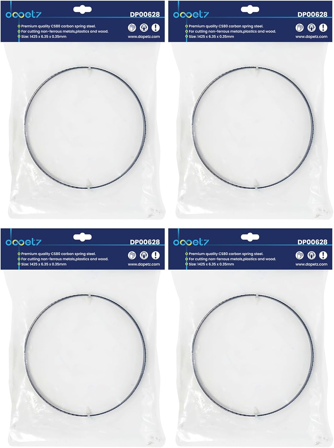 Dapetz 1425mm (56") Bandsaw Blades 10 Tpi For Cutting Metal Plastic Wood 4 Pack