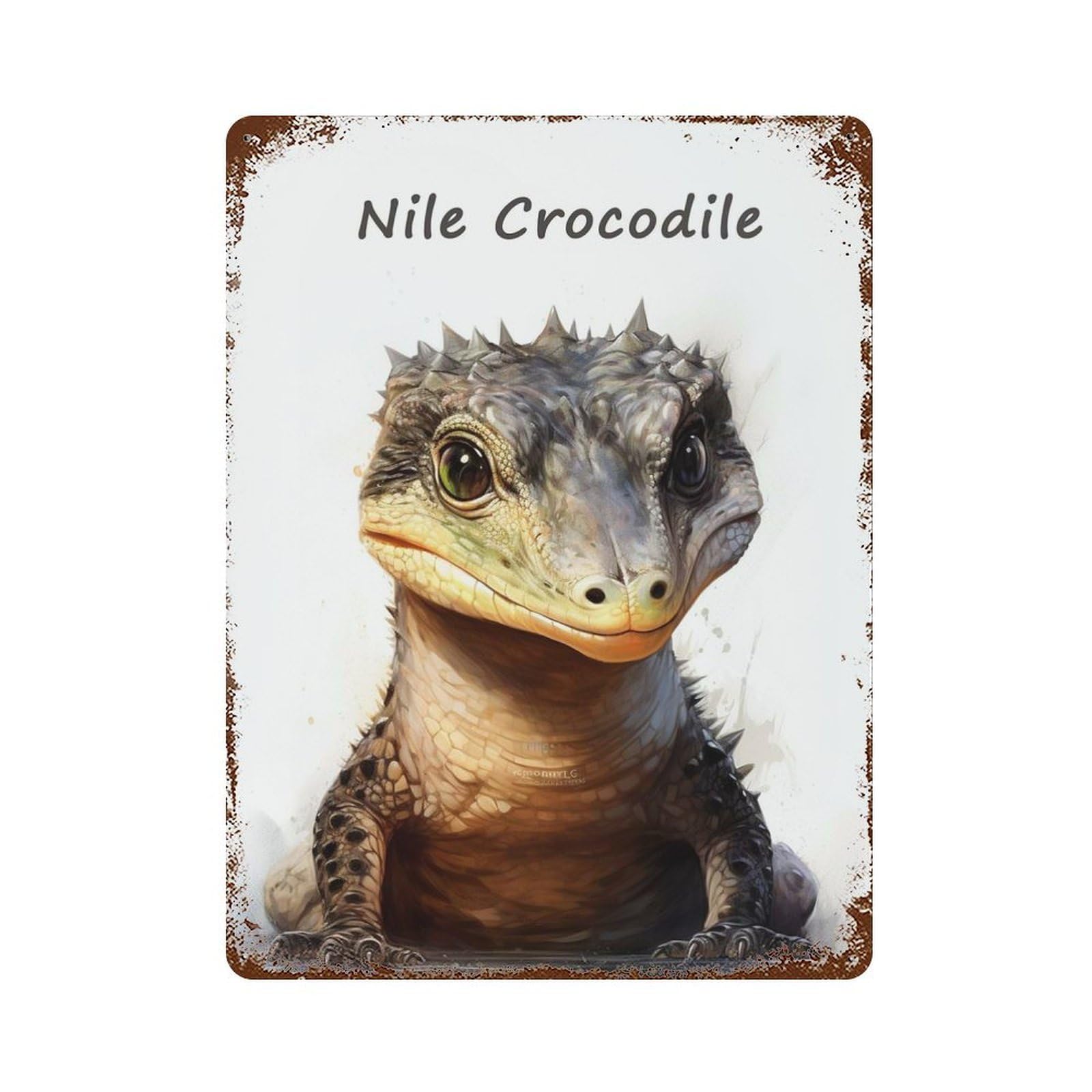 Nile Crocodile Animal Rust Effect Tin Sign 15.7"x11.8", for Bistro, Counter And Cafe Decor, Shabby Chic Decor