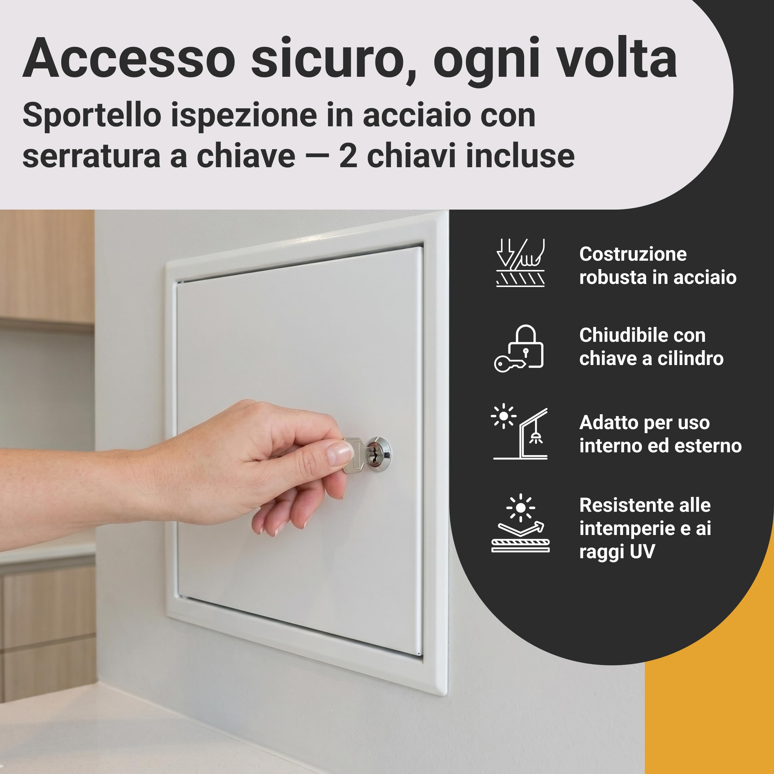 Sportello Ispezione Metallo 40x60 cm con Serratura a Chiave - Sportello Contatore Gas ed Elettrico per Parete e Soffitto - Pannello Accesso Tecnico per Contatore, Caldaia e Manutenzione