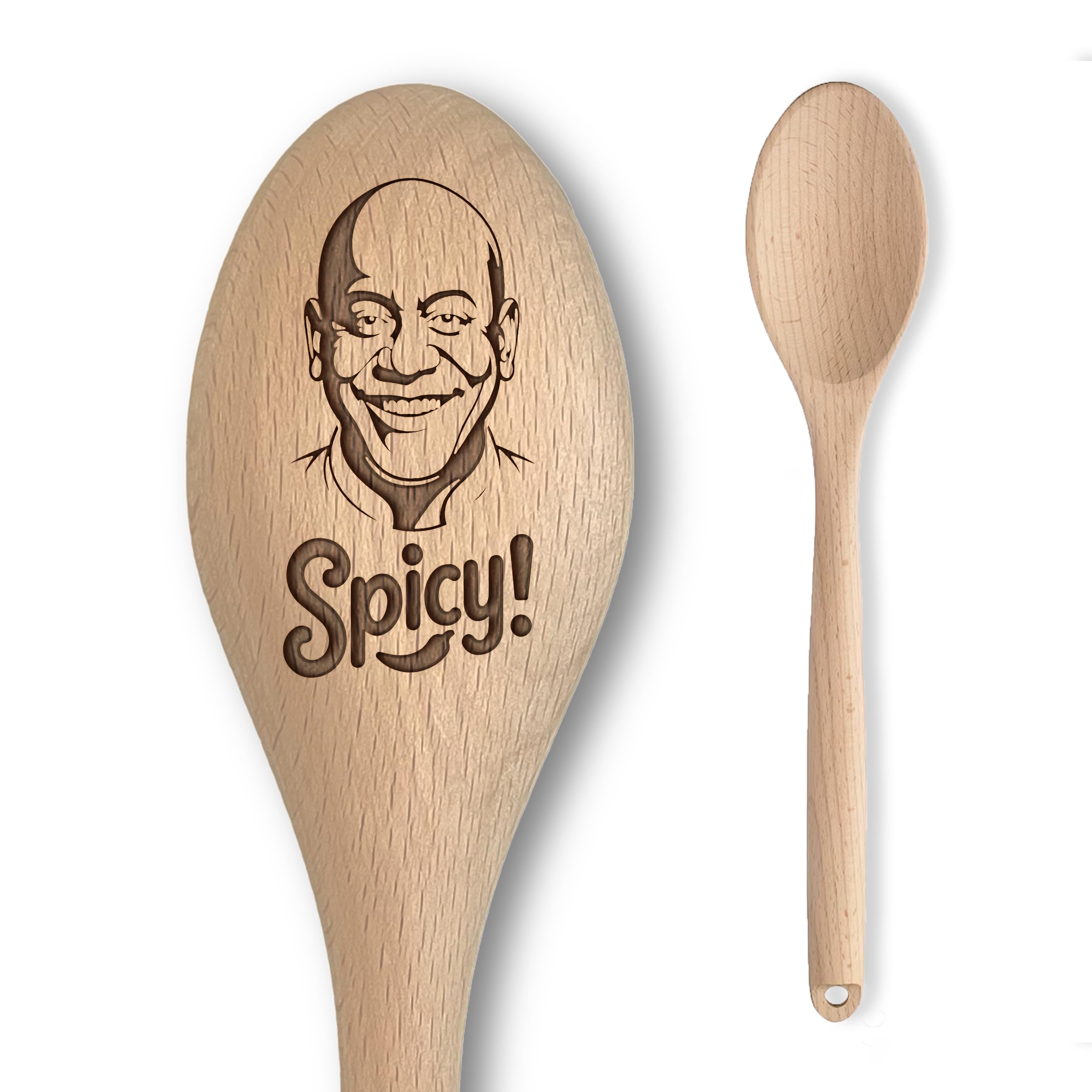 Ainsley Inspired Engraved Wooden Spoon – Spicy! - Fun Gift Idea for Home Cooks – Affordable & Fun Cooking Gift for Men/Women - Unofficial Fan Item