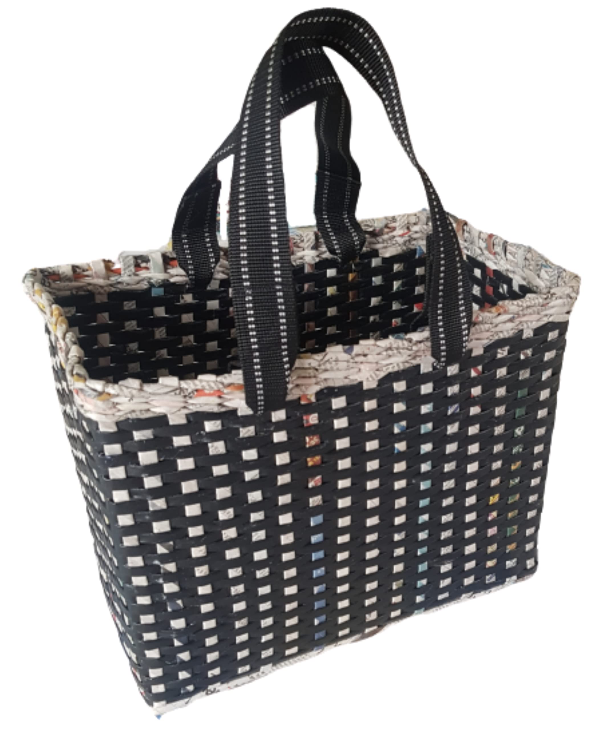 Sonas Creation Paperus, Large, Lunch Bag, Picnic Basket, Carry Bag, Tiffin Basket for Office, Eco-Friendly, Handmade, of Paper Ropes 11 in Tall 14 in Length 7 in Wide Base (Black) (B08LVR4M71) Amazon Price History, Amazon Price Tracker