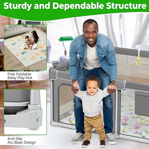 Miniatura 7 de Corralito portátil para bebés, corralitos de juego para bebés y niños pequeños, valla de malla transpirable, patios de juegos para bebés para