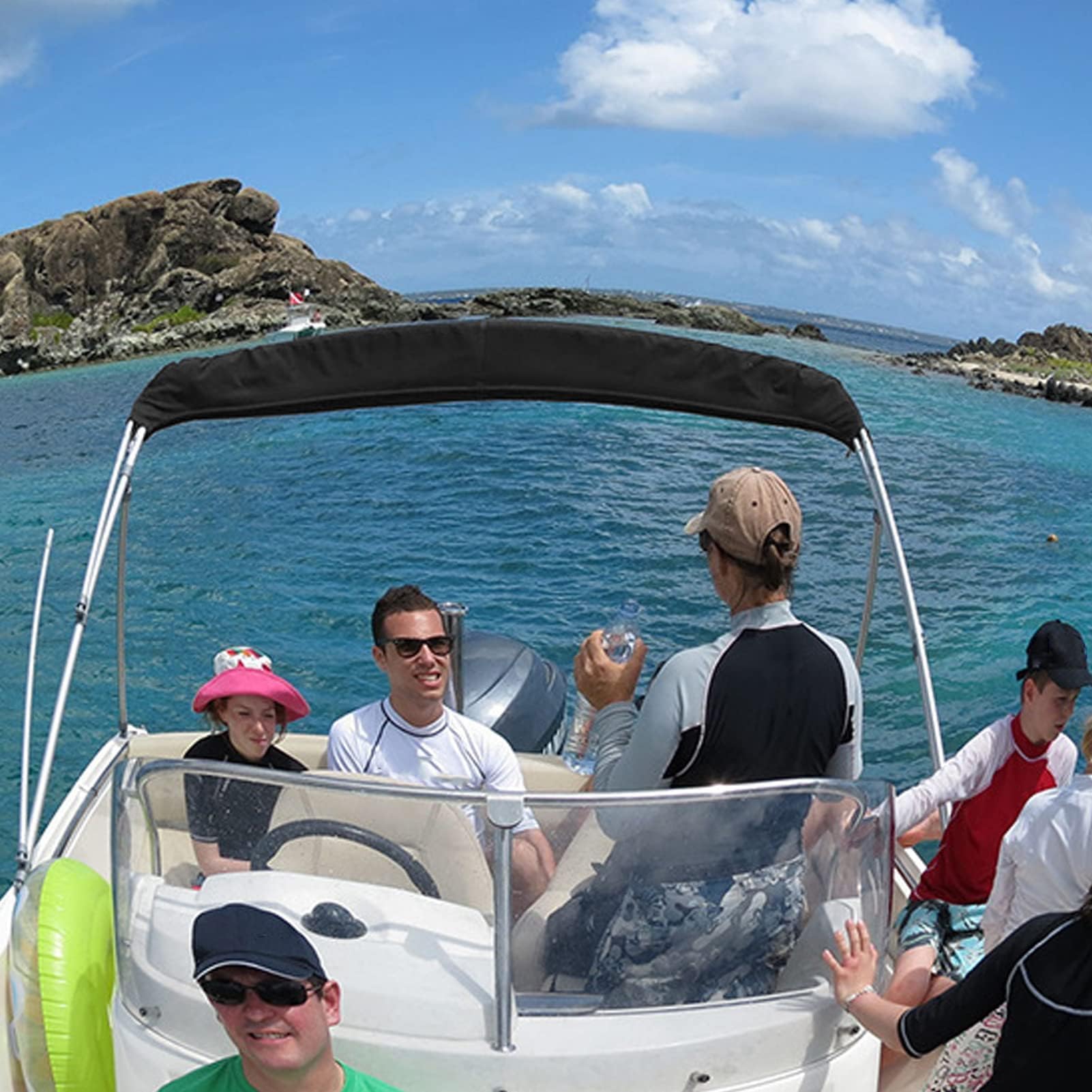 HERCHR Bimini Top Cover, Copertura di Ricambio per Bimini Top Tessuto Oxford Pieghevole Antipioggia Impermeabile Parasole per Barca Attrezzatura Nautica per Pioggia e Ombreggiatura Solare (Nero)