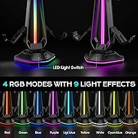 Vista 5 de Saitake Soporte para controlador RGB con 9 modos de luz, soporte de controlador con 2 puertos USB, soporte para auriculares de escritorio adecuado