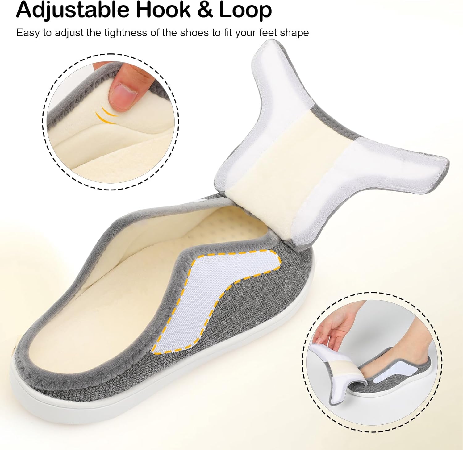 LeIsfIt Slippers for Women Extra Wide House Slippers Elderly Slip on House Shoes Non-Slip Indoor Outdoor Slipper Adjustable for Diabetic Swollen Feet - Image 4