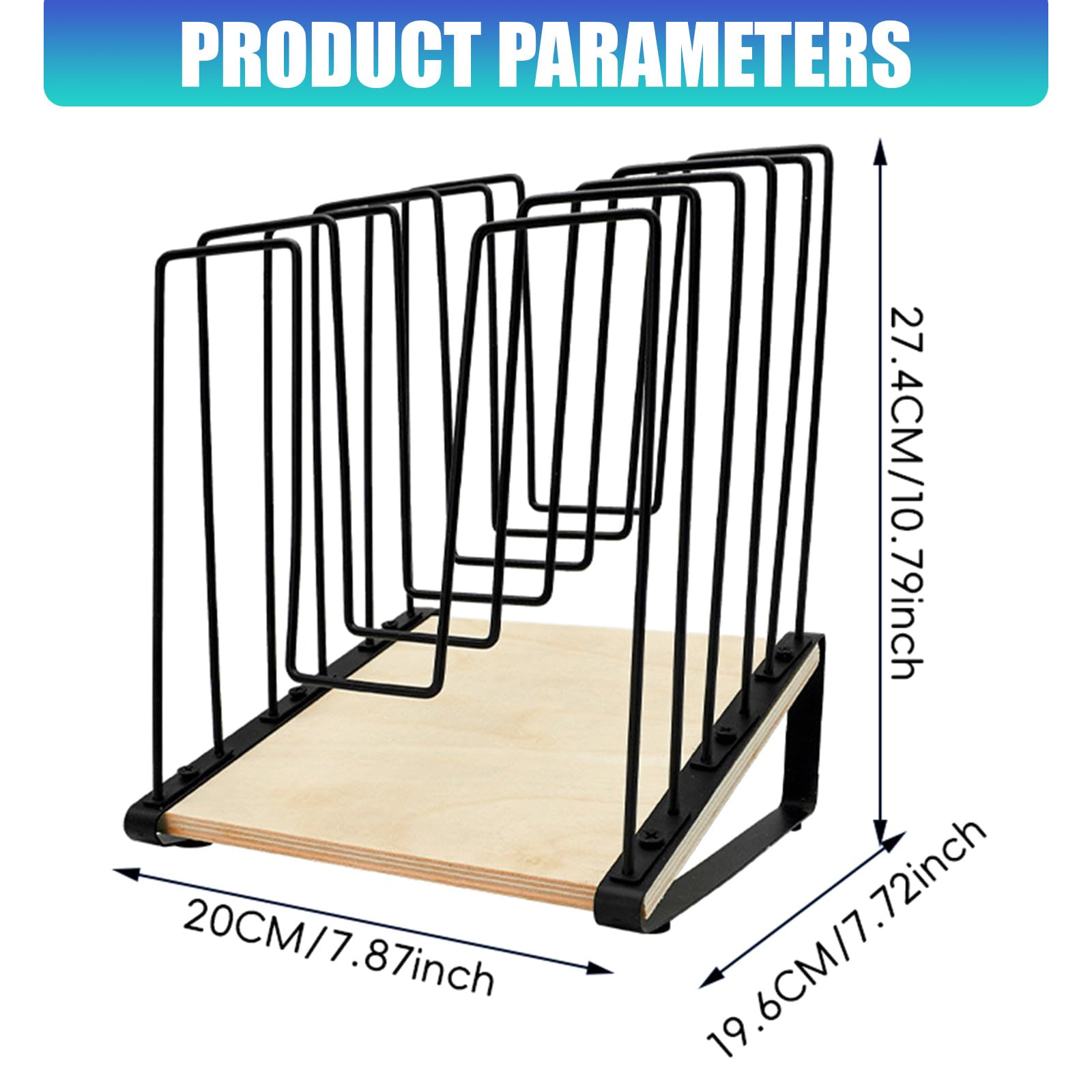 Organizador de documentos de escritorio, 5 compartimentos, clasificador de archivos inclinado, sujetalibros con marco de Metal y base de madera para oficinas, estante para archivos de escritorio