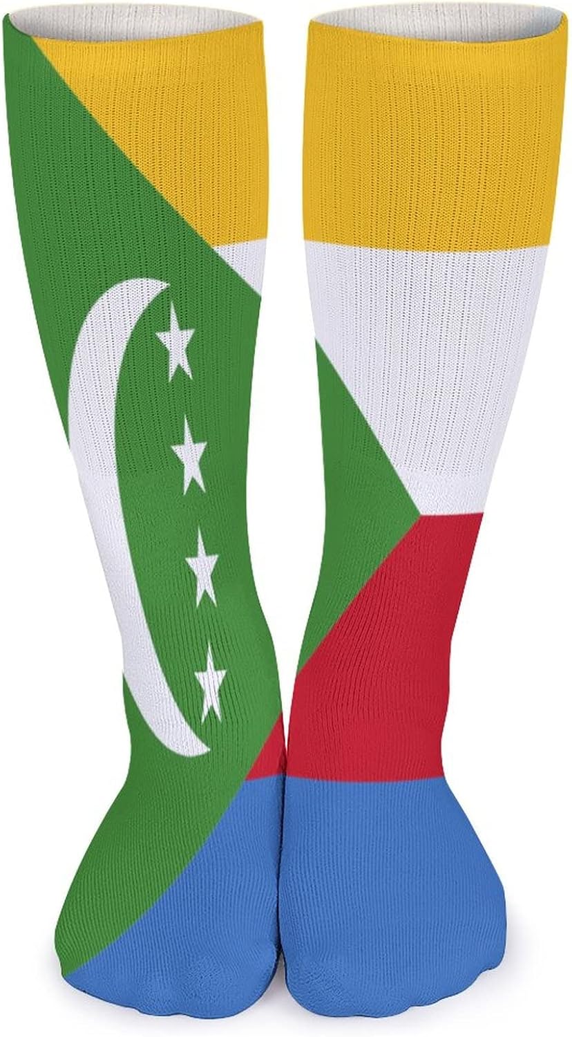 Comorian Flag Casual Socks Sweat-Wicking and Breathable Sports Socks for Men and Women (5 Pairs)