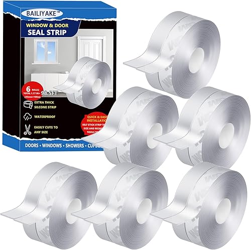 Tira de sellado de silicona de 98.5 pies, burlete de silicona para puerta, cinta de sellado de ventana, tira de cinta aislante de sellado de