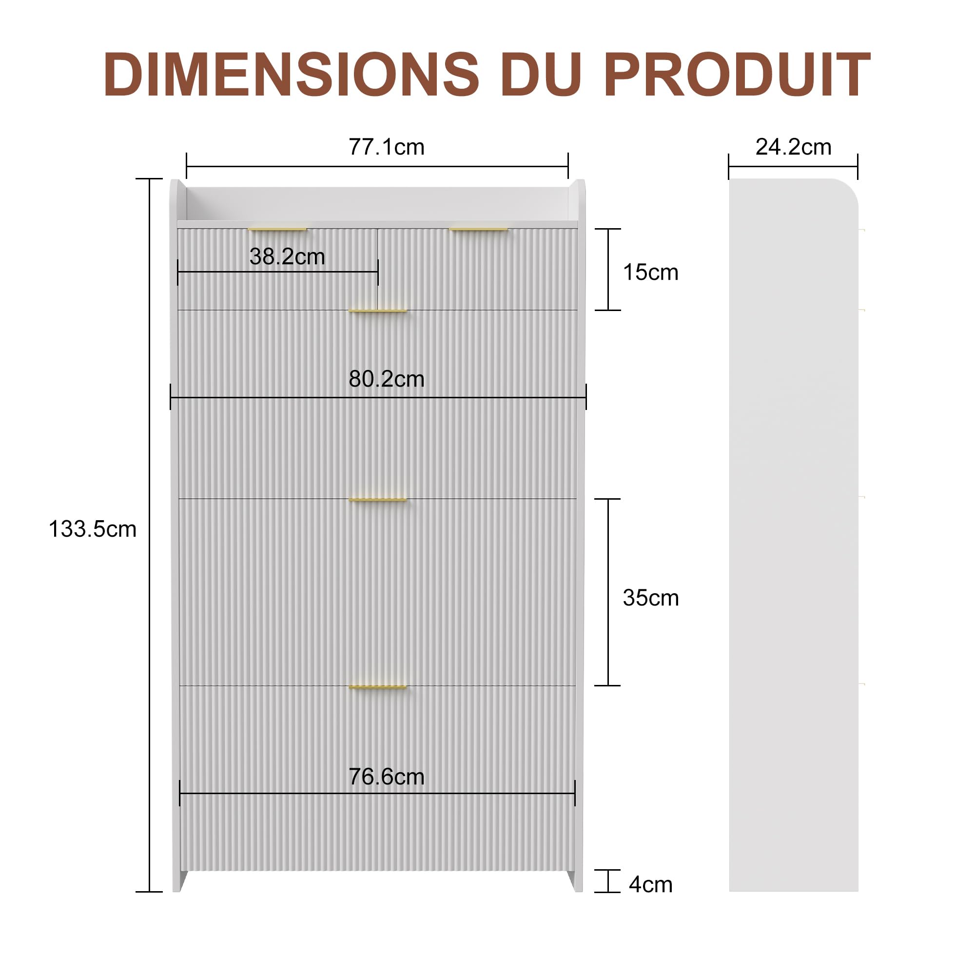 Armoire à Chaussures 15-20 Paires 3 Tiroirs Cloison Réglable 77x24x133.5 cm Blanc