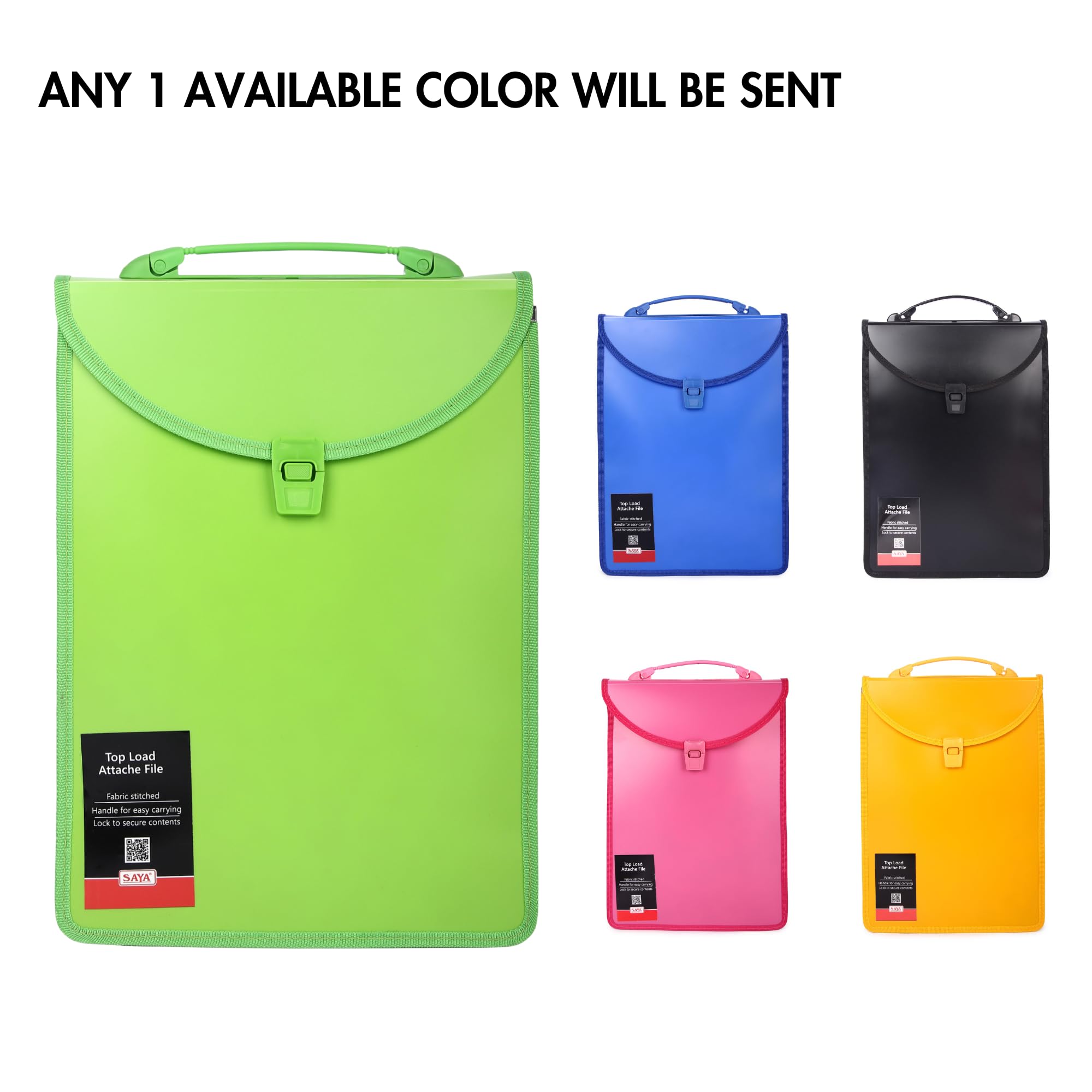 Saya Cartella portadocumenti con maniglia e serratura, impermeabile, formato A4, può contenere fino a 150 fogli, ideale per ufficio, scuola, custodia da viaggio, design durevole ed elegante