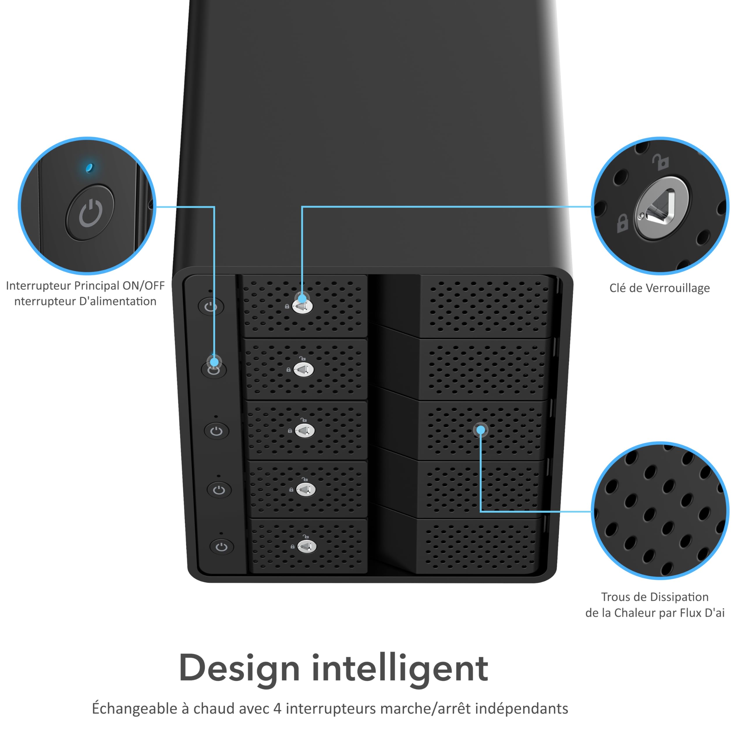 SABRENT Station d'accueil du Disque Dur SATA 3,5", 5 Baies Adaptateur SSD/HDD vers USB 3.2, Boitier Externe pour Disque Dur avec Ventilateur et Alimentation, clonage Hors Ligne, 2 câbles USB Inclus