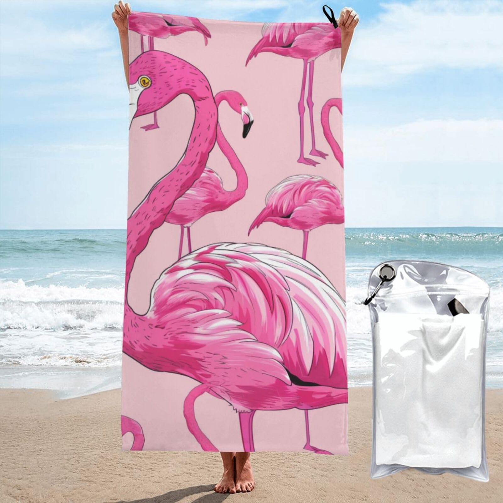 BWWHCCTI flaming Printed Microfiber Quick Dry Beach Towel 70x140 CM, Fast Drying Bath Towels with Bags for Travel,Camping,Gym,Beach,Swimming,Yoga