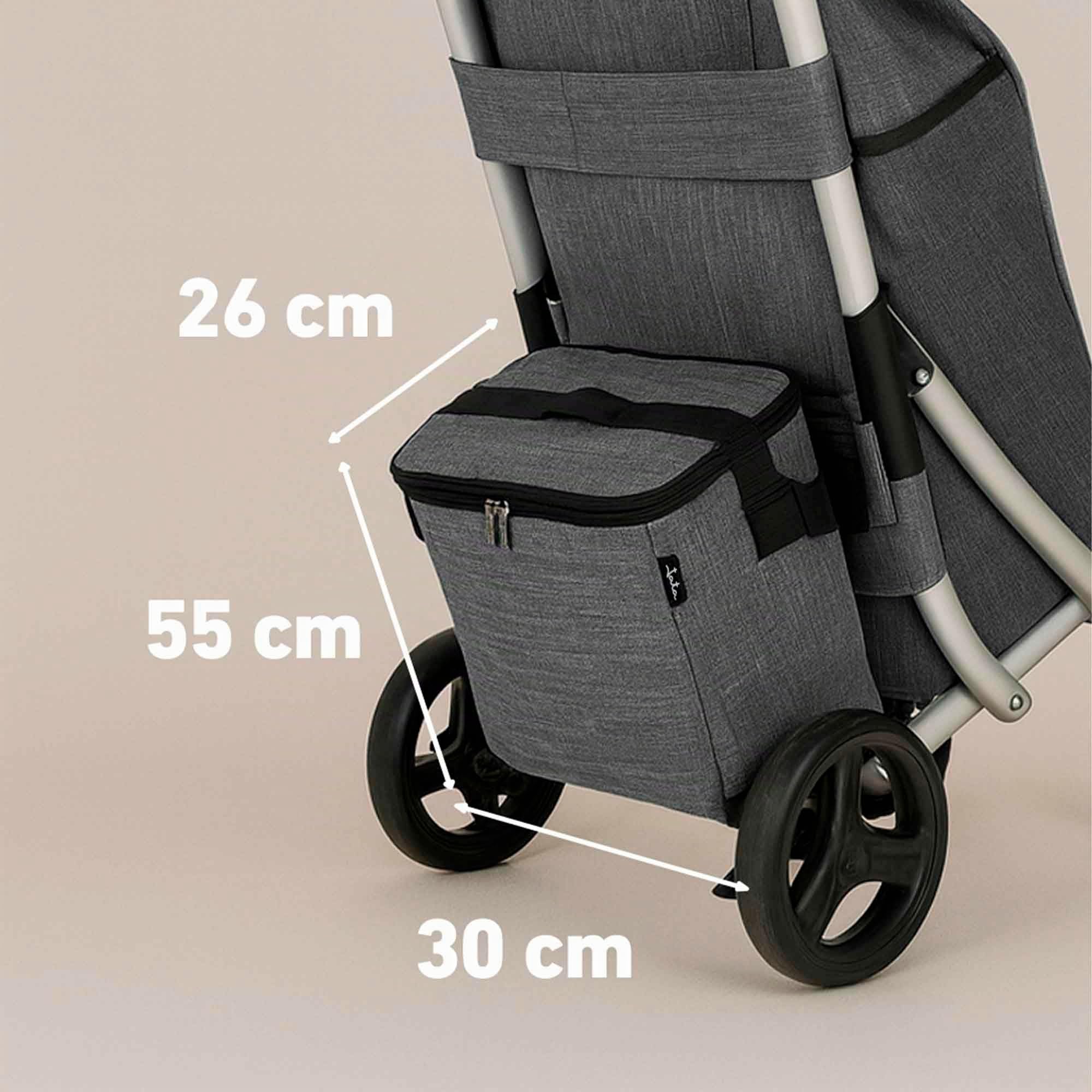JATA HCAR2502 - Carrello della spesa 4 ruote. 40 litri con sacchetto refrigerante per congelati. 2 ruote girevoli a 360°. Carrello pieghevole. Con freno. Telaio in alluminio