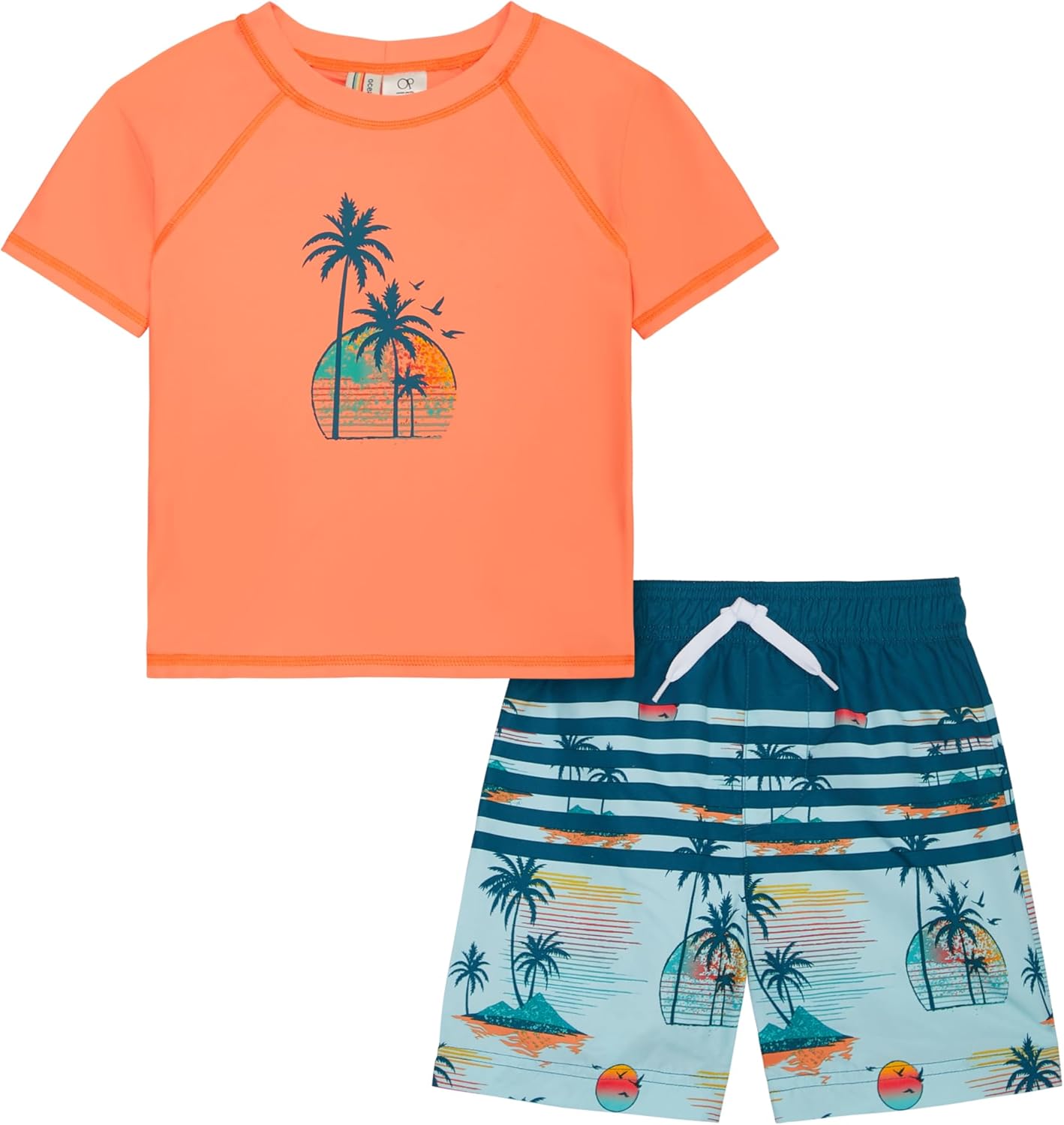 Ocean Pacific Boys' Rashguard and Trunks Swimsuit Set, Tropical, 10-12 - Image 3