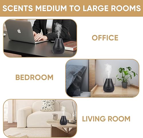 Miniatura 3 de Difusor de aceite esencial sin agua, 3 niveles de niebla ajustables, recargable, adecuado para dormitorios, baños, habitaciones de mascotas,