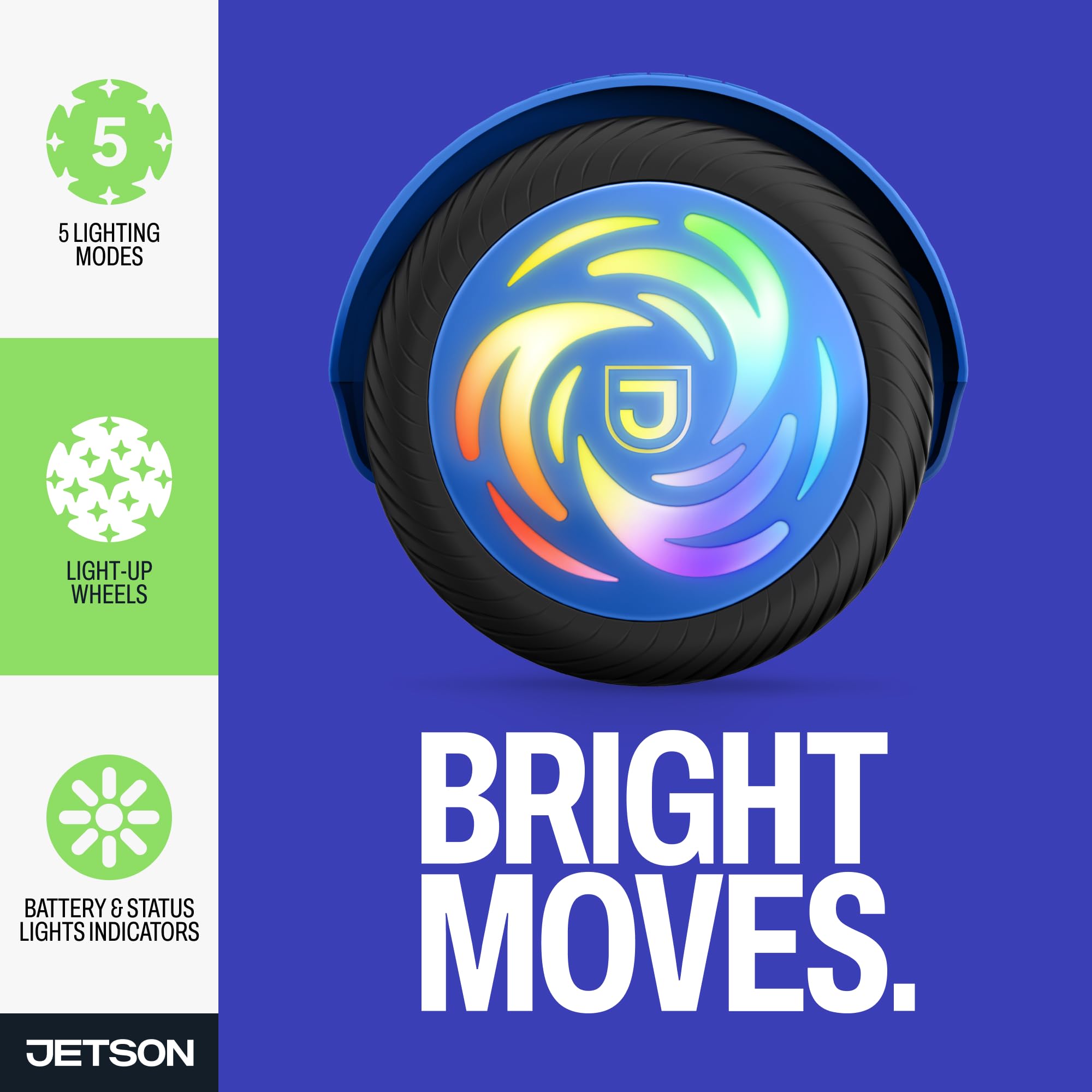 Jetson Axis Gravity Board - Pedana elettrica autobilanciante per bambini con ruote luminose a LED, altoparlante Bluetooth integrato, potenza motore 300 Watt, fino a 9 MPH
