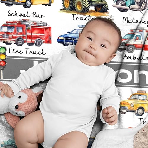 Miniatura 3 de Mantas personalizadas con nombre y transporte  Manta personalizada de camión para niños y niñas  Manta personalizada de camiones ultra suave para