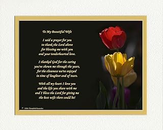 Wife Gift with Thank You Prayer for Best Wife Poem. Tulips Photo, 8x10 Double Matted. Special Wife Gift for Anniversary, Birthday, Christmas
