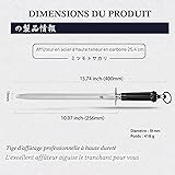 MITSUMOTO SAKARI 40 cm Plat Fusil à Aiguiser, Fusil a Aiguiser Diamant Japonais, Aiguiseur Couteaux Professionnel avec Manche en ABS et Aimant Puissant Formes Plates - 3
