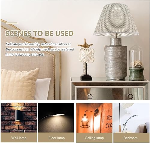 Miniatura 3 de Beaupretty Pantalla de lámpara de ratán, pantalla de mesa tejida de ratán, lámpara de escritorio de ratán, pantalla de araña media, cubierta de