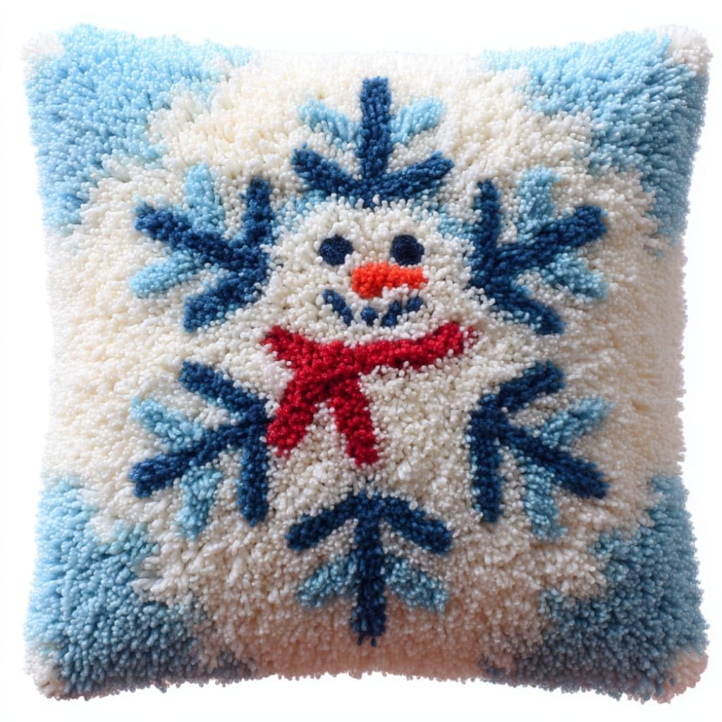 WallustrioaW Latch Hook Kit Cushion Latch Hook Kit Snowflakes DIY Pillow Materials Package 43Cmx43Cm DIY Hooks Knitted Embroidered Carpet Pillow Embroidery