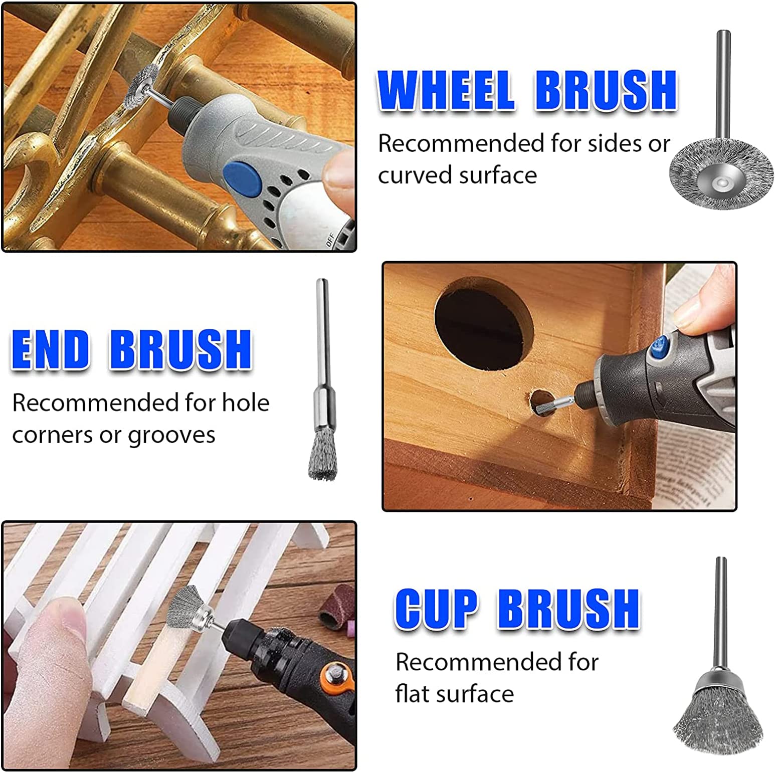 Wire Wheel Brush Set - For Rotary Tools & Grinders -3