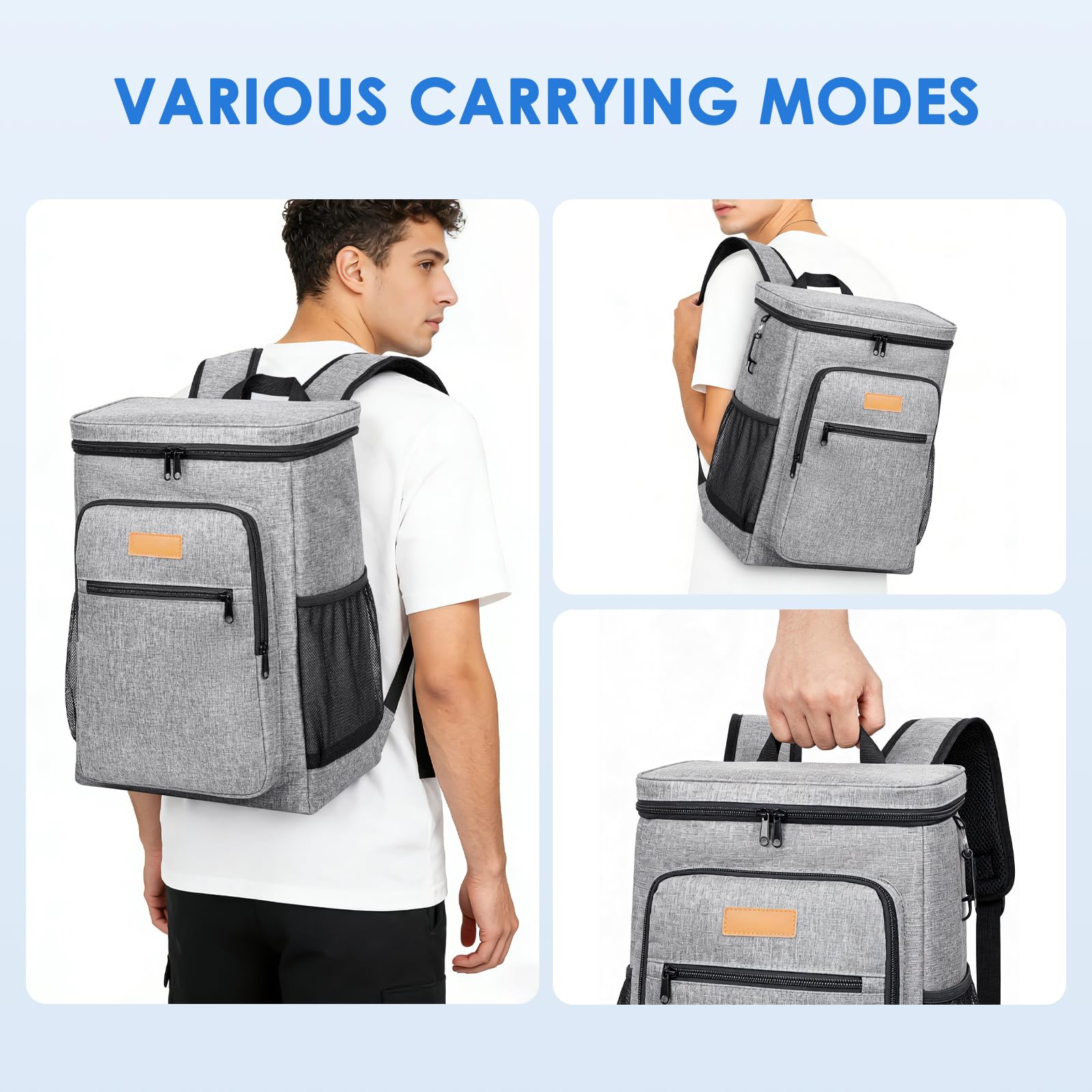 Kühlrucksack 30 Dosen Kühltasche 24L 14h Kühlung Isolierter Picknickrucksack Wasserdicht Kühlbox Thermo Rucksack Cooler Bag Groß Lunchtasche für Wandern Camping Strand Picknick Grillen Reisen Arbeit