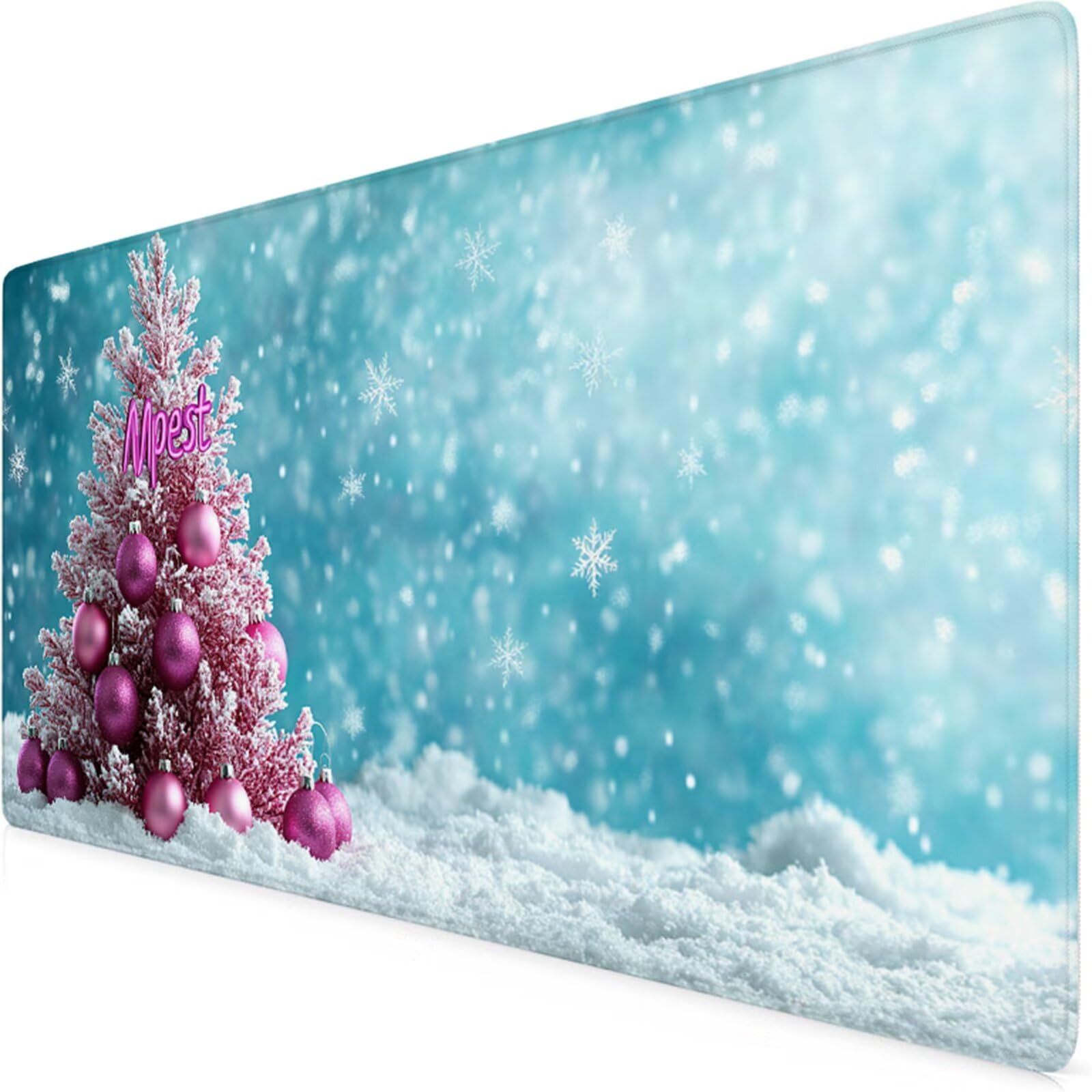 Biała podkładka pod mysz do gier XXL podkładka pod mysz 1200 x 600 x 3 mm podkładka pod biurko wodoodporna podkładka pod mysz zimowa z antypoślizgową gumową podstawą szyte krawędzie mata pod mysz do