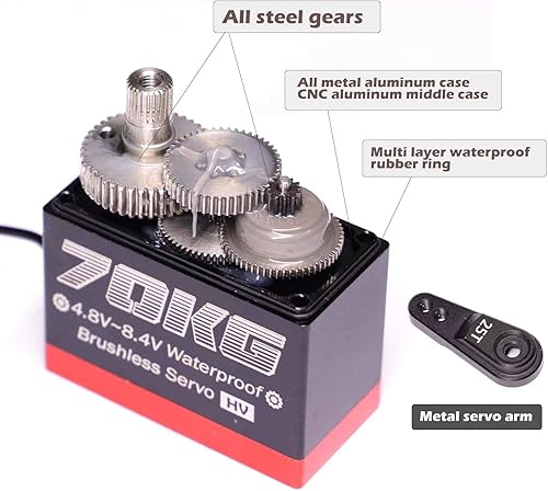 Miniatura 3 de 154.3 lbs Servo, Waterpoof Servo, servo de alto par compatible con 1/5,1/6, 1/8, 1/10 RC coche/robot/barco