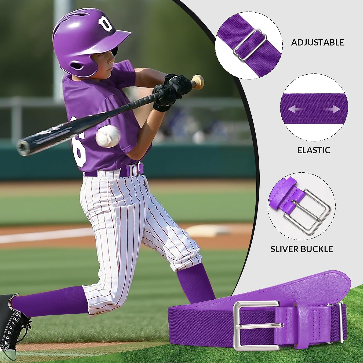 JASGOOD Baseball Socks,Belt and Baseball Combo Set for Toddler/Youth,Softball Set 2 Socks 1 Belt and Baseball for Boys Girls image 4