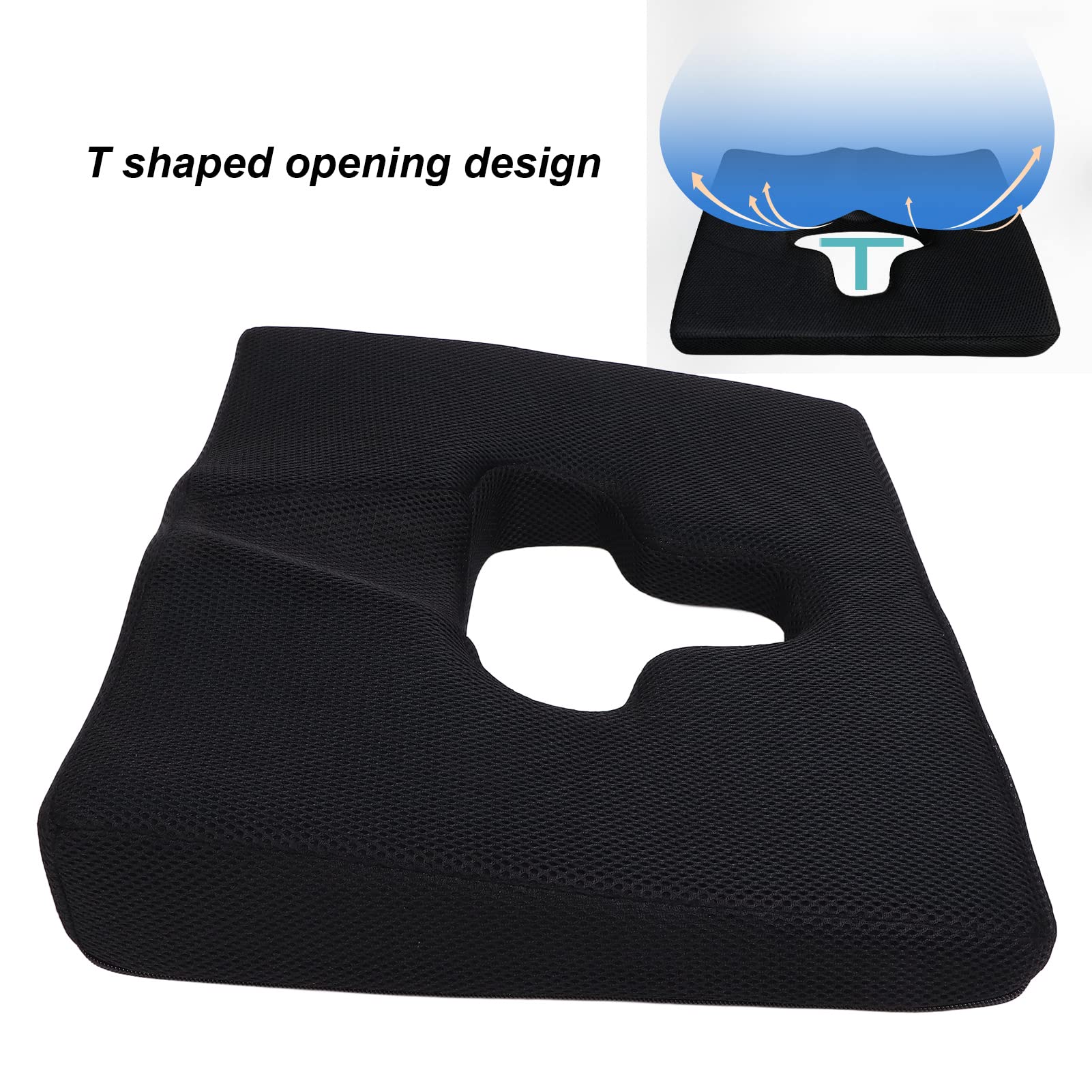Cojín de Asiento Ortopédico, Gélido Antideslizante y Espuma Viscoelástica para Dolor de Coxis, Aumenta la Comodidad del Asiento, Ideal para Viajes y Trabajo en Oficina.