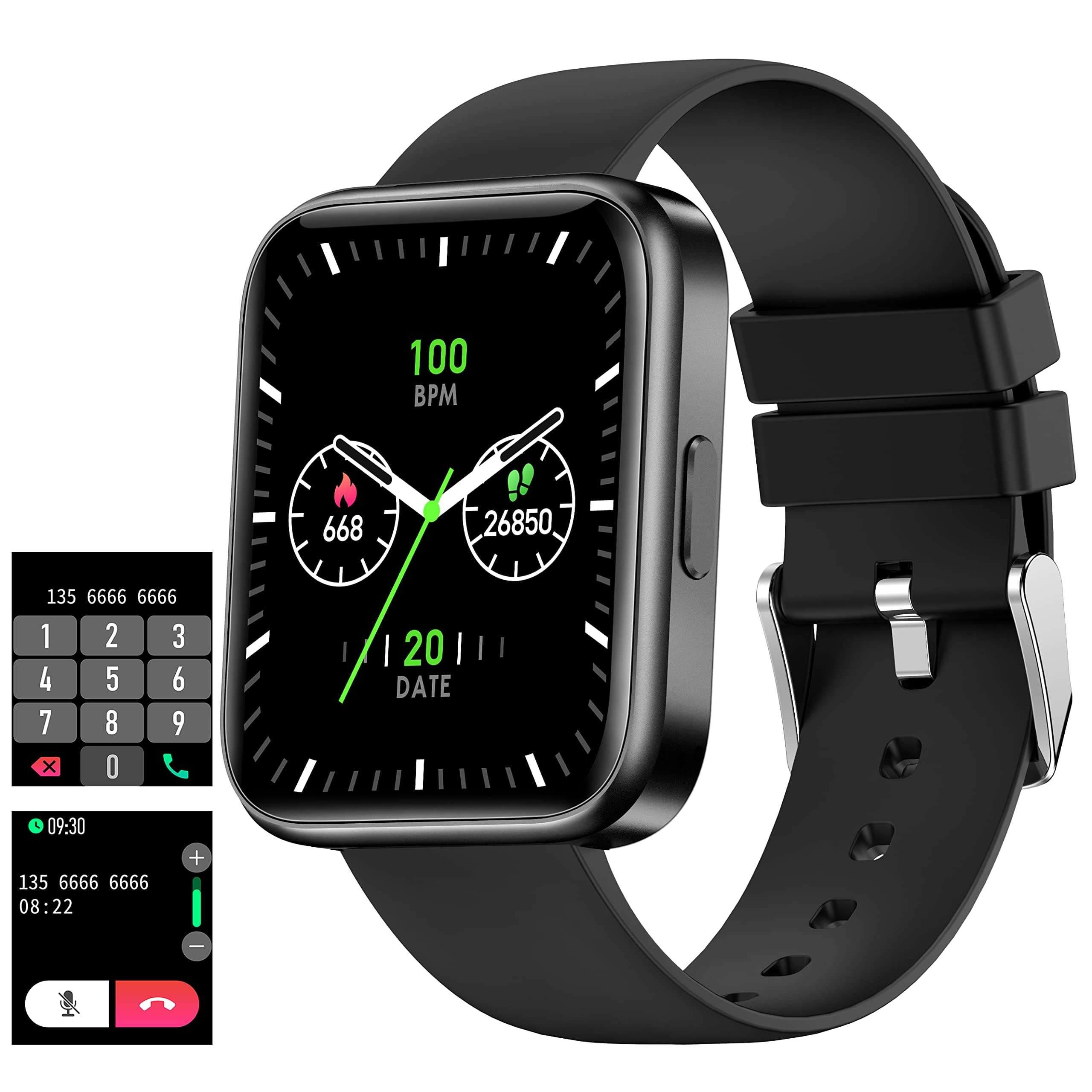 Smartwatch prowadzenie rozmów telefonicznych z głośnikiem, ekran dotykowy 1,7", bezpośrednie parowanie ze słuchawkami Bluetooth, bezprzewodowa, pamięć muzyczna, funkcja Whatsapp, ciśnienie krwi,