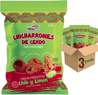 WINNUTS Chili Lime Pork Rinds (3 Pack, 3.5 oz Each) | Authentic Mexican Botana Snack | Chicharrón de Cerdo con Chile y Limón