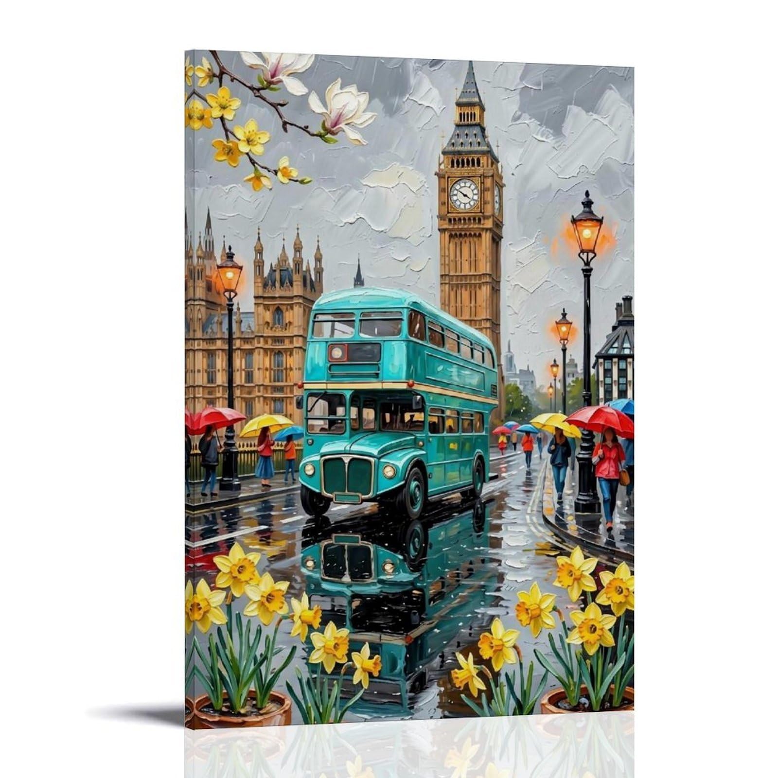 HUERYRYHY Beautiful London 01 Poster Wall Art Canvas Vintage Aesthetic Painting Decor for Rooms 08x12inch Frame-style