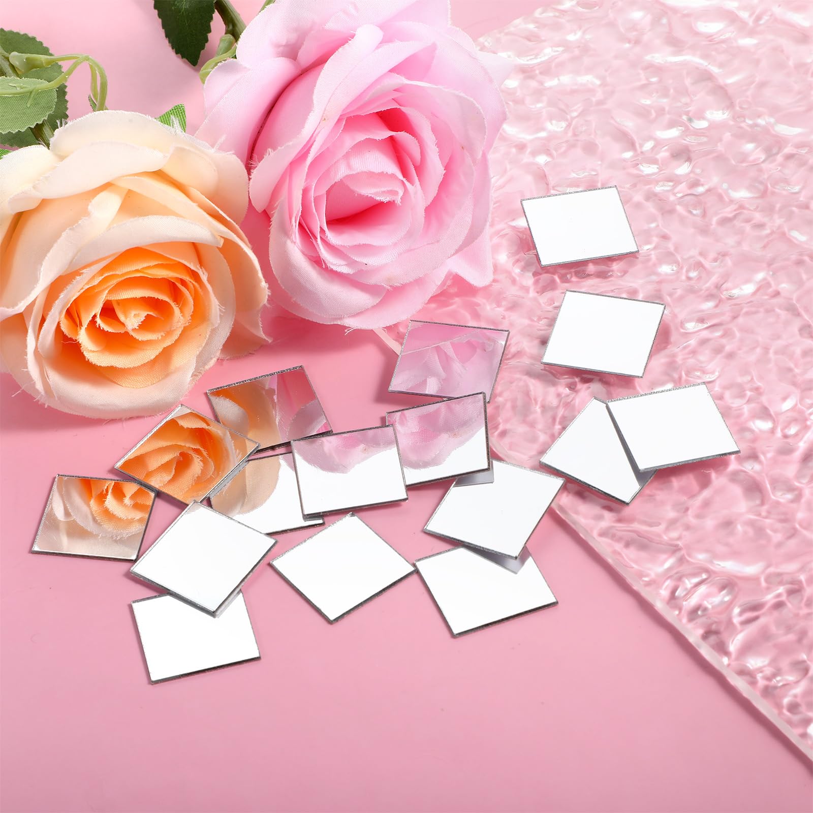 100Pcs Mini Size Square Mirror 1 Inch Adhesive Small Square Mirror Acrylic Craft Mirror for Crafts and DIY Projects Supplies Home Decoration