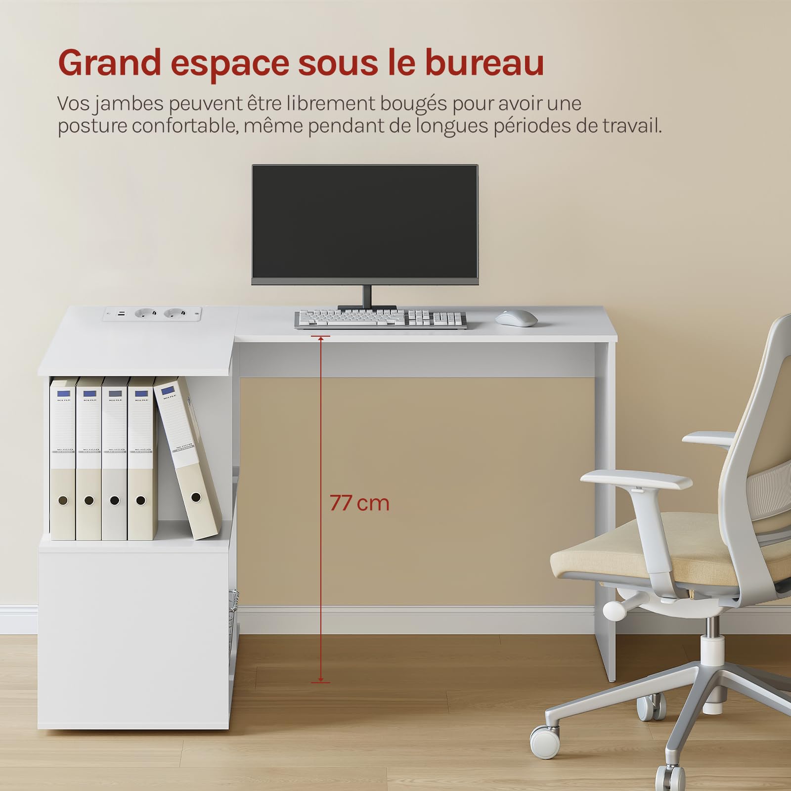 WOLTU Bureau d'angle, Table 'Ordinateur avec Station de Charge