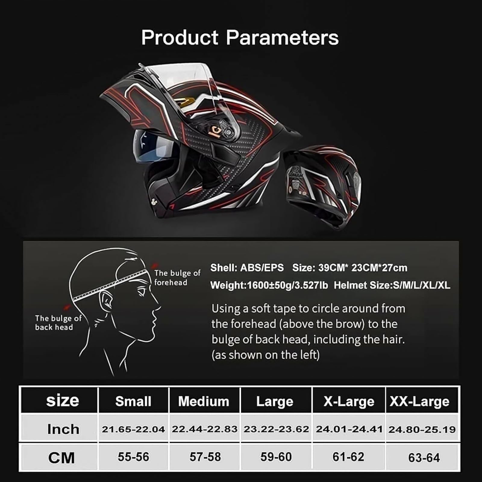 Casco Integrato Apribile con Interfono Casco Moto Modulare Omologati ECE Bluetooth Caschi Modulari per Uomo Donna con Doppia Visiera Casco Integrale Casco Crash 55-64CM